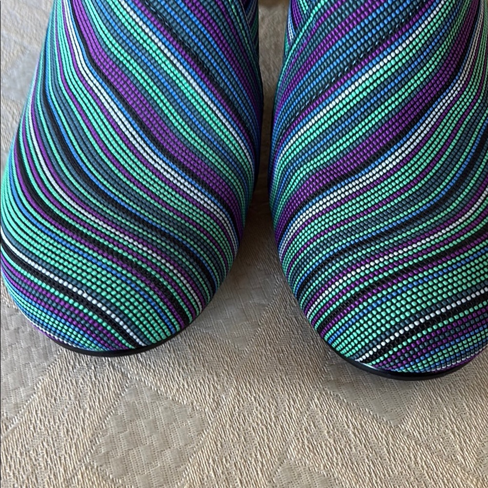 United Nude Blue and Green Ankle Booties with Striking Stripes - Picture 9 of 11